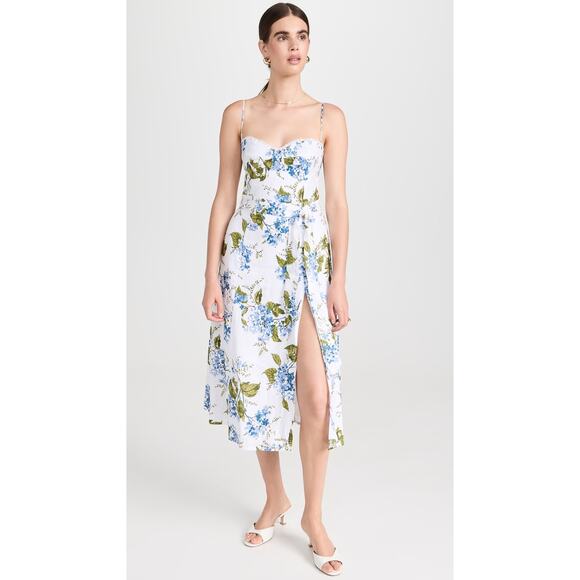 REFORMATION 'Keiryn' Linen Maxi Dress in Riviera Blue White Print US 12 NWT $278 - Picture 4 of 16